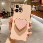 Electroplating Love Heart Holder TPU Phone Case, For iPhone 12 Pro, For iPhone 12 mini, For iPhone 11 Pro Max