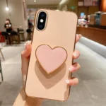 Electroplating Love Heart Holder TPU Phone Case, For iPhone XS Max, For iPhone SE 2022 / 2020 / 7 / 8, For iPhone X / XS