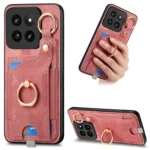 Retro Skin-feel Ring Card Bag Phone Case with Hang Loop, For Xiaomi 14 Pro, For Xiaomi 14, For Xiaomi Redmi Note 13 Pro+