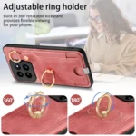 Retro Skin-feel Ring Card Bag Phone Case with Hang Loop, For Xiaomi 14 Pro, For Xiaomi 14, For Xiaomi Redmi Note 13 Pro+ - Image 4