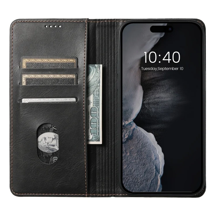 SYA002446101A_3.webp Suteni J02 Oil Wax Wallet Leather Phone Case, For iPhone 15 Pro Max, For iPhone 15 Pro, For iPhone 15 Plus, For iPhone 15 - Image 5
