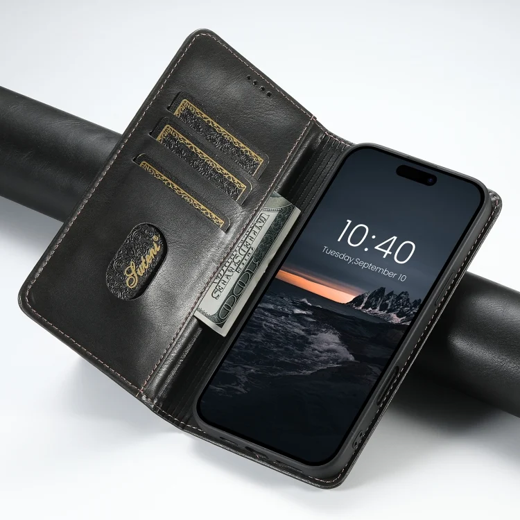 SYA002446127A_3.webp Suteni J02 Oil Wax Wallet Leather Phone Case, For iPhone 16 Pro Max, For iPhone 16 Pro, For iPhone 16 Plus, For iPhone 16 - Image 5