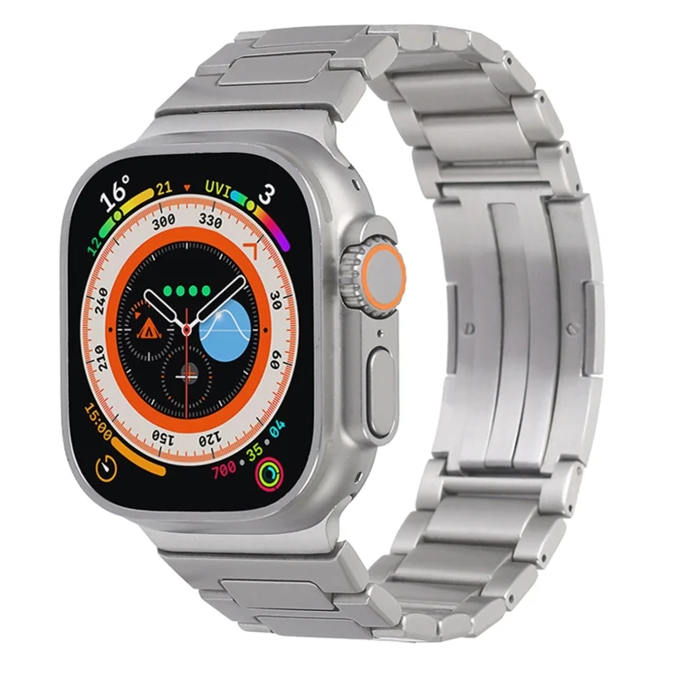 Stainless Steel H-Shaped Fold Buckle Watch Band, For Apple Watch SE 2023 44mm, For Apple Watch SE 2023 40mm, For Apple Watch Ultra 2 49mm, For Apple Watch Series 9 45mm, For Apple Watch Series 9 41mm