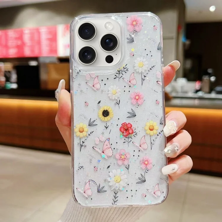 Spring Garden Epoxy TPU Phone Case, For iPhone 15 Pro Max, For iPhone 15 Pro, For iPhone 15 Plus