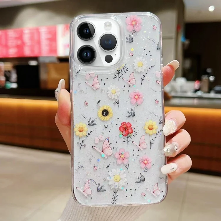 Spring Garden Epoxy TPU Phone Case, For iPhone 14 Pro, For iPhone 14 Pro Max, For iPhone 13 Pro Max