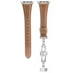 Plain Leather Butterfly Buckle Watch Band, For Apple Watch SE 2023 40mm - Image 6