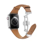 Plain Leather Butterfly Buckle Watch Band, For Apple Watch Ultra 2 49mm - Image 5