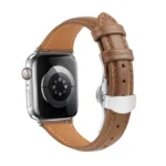 Plain Leather Butterfly Buckle Watch Band, For Apple Watch Series 7 45mm - Image 4