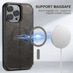 Suteni J05 Leather Magnetic MagSafe Phone Case, For iPhone 15 Pro, For iPhone 15 Plus, For iPhone 15 - Image 6