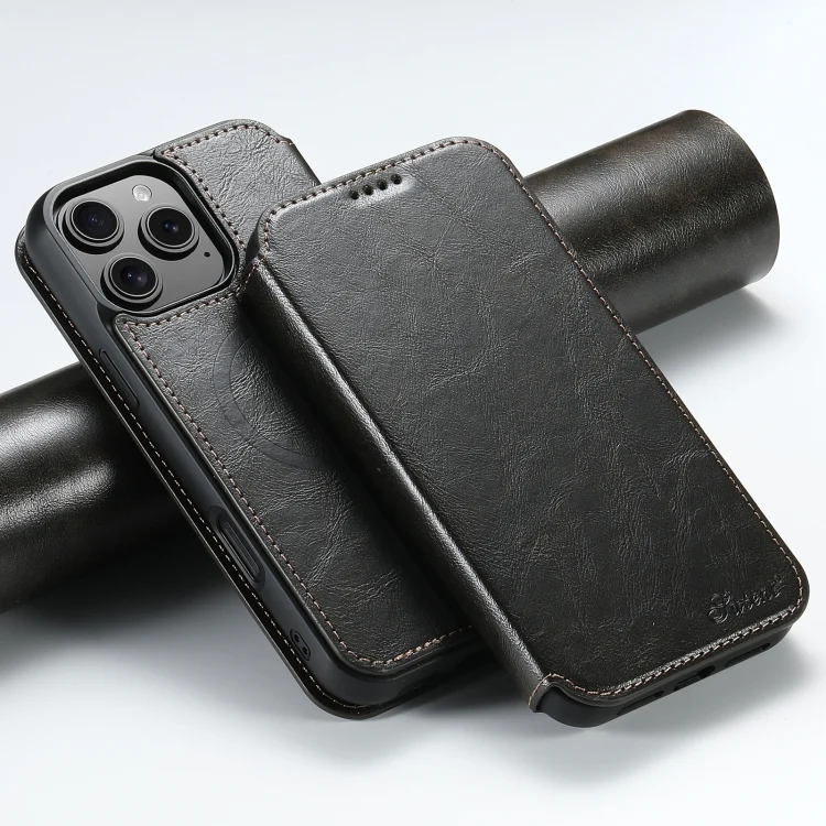 Suteni J05 Leather Magnetic MagSafe Phone Case, For iPhone 16 Pro Max, For iPhone 16 Pro, For iPhone 16 Plus, For iPhone 16, For iPhone 15 Pro Max