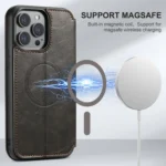 Suteni J05 Leather Magnetic MagSafe Phone Case, For iPhone 16 Pro Max, For iPhone 16 Pro, For iPhone 16 Plus, For iPhone 16, For iPhone 15 Pro Max - Image 4