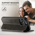 Suteni J05 Leather Magnetic MagSafe Phone Case, For iPhone 16 Pro Max, For iPhone 16 Pro, For iPhone 16 Plus, For iPhone 16, For iPhone 15 Pro Max - Image 6