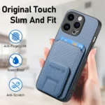Carbon Fiber Card Bag Fold Stand Phone Case, For iPhone 6 / 6s - Image 6
