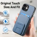 Carbon Fiber Card Bag Fold Stand Phone Case, For iPhone 11, For iPhone 11 Pro, For iPhone XR, For iPhone XS Max - Image 6