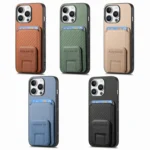 Carbon Fiber Card Bag Fold Stand Phone Case, For iPhone 11, For iPhone 11 Pro, For iPhone XR, For iPhone XS Max - Image 2