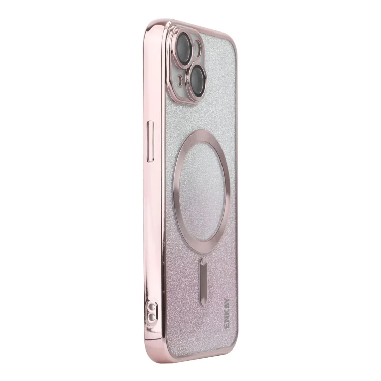 ENKAY Hat-Prince Magnetic Glitter Plated Shockproof Phone Case with Lens Film, For iPhone 15 Plus, For iPhone 15