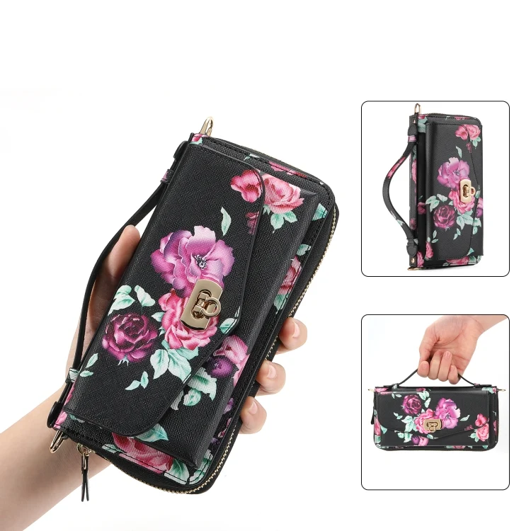 SYA002489808A.webp Flower Multi-functional Crossbody Zipper Wallet MagSafe Leather Phone Case, For iPhone 14 Plus, For iPhone 14, For iPhone 14 Pro, For iPhone 14 Pro Max - Image 1