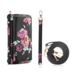Flower Multi-functional Crossbody Zipper Wallet MagSafe Leather Phone Case, For iPhone 14 Plus, For iPhone 14, For iPhone 14 Pro, For iPhone 14 Pro Max - Image 3