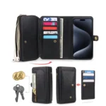 Multi-functional Zipper Wallet Leather Phone Case, For iPhone 15 Pro Max, For iPhone 15 Pro, For iPhone 15 Plus, For iPhone 15, For iPhone 14 Plus - Image 3