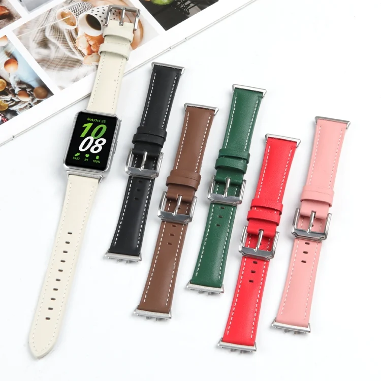 SYA0025054_B2.webp For Samsung Galaxy Watch Fit 3 Leather Sewing Thread Pin Buckle Watch Band - Image 3