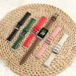 For Samsung Galaxy Watch Fit 3 Leather Sewing Thread Pin Buckle Watch Band - Image 4