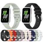 For Samsung Galaxy Fit 3 SM-R390 Metal Connector Liquid Glossy Silicone Watch Band - Image 2