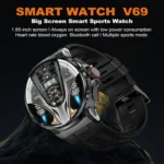 V69 1.85 inch Color Screen Smart Watch, Support Bluetooth Call / Heart Rate / Blood Pressure / Blood Oxygen Monitoring - Image 2