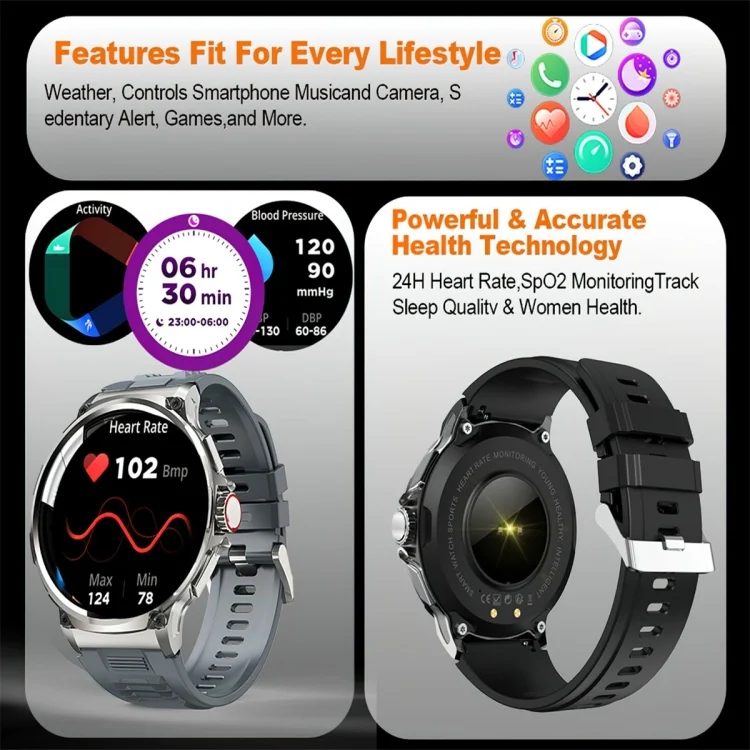 SYA0025152_B4.webp V69 1.85 inch Color Screen Smart Watch, Support Bluetooth Call / Heart Rate / Blood Pressure / Blood Oxygen Monitoring - Image 5