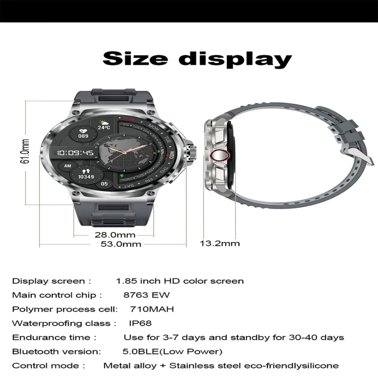 SYA0025152_B6.webp V69 1.85 inch Color Screen Smart Watch, Support Bluetooth Call / Heart Rate / Blood Pressure / Blood Oxygen Monitoring - Image 7