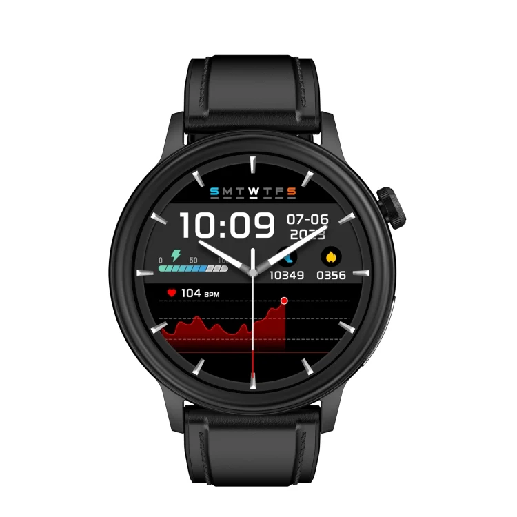 SYA002526601A_1.webp ET470 1.39 inch Color Screen Smart Watch Leather Strap, Support Bluetooth Call / ECG - Image 8