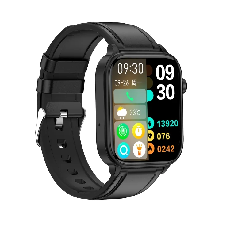 SYA002527301A_2.webp ET570 1.96 inch Color Screen Smart Watch Leather Strap, Support Bluetooth Call / ECG - Image 9