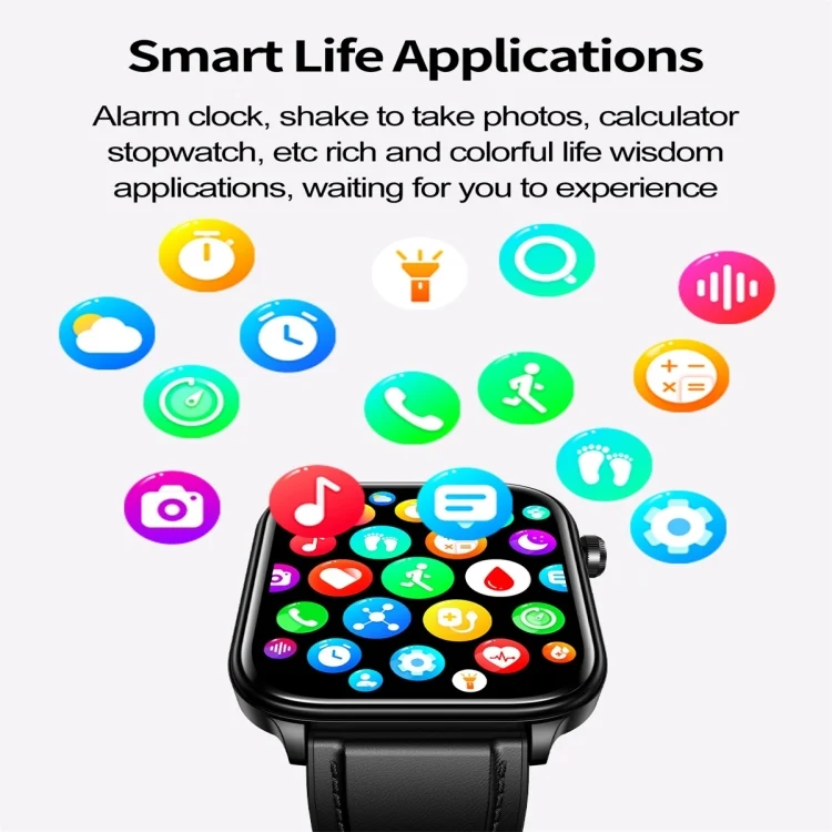 SYA0025273_B3.webp ET570 1.96 inch Color Screen Smart Watch Leather Strap, Support Bluetooth Call / ECG - Image 4