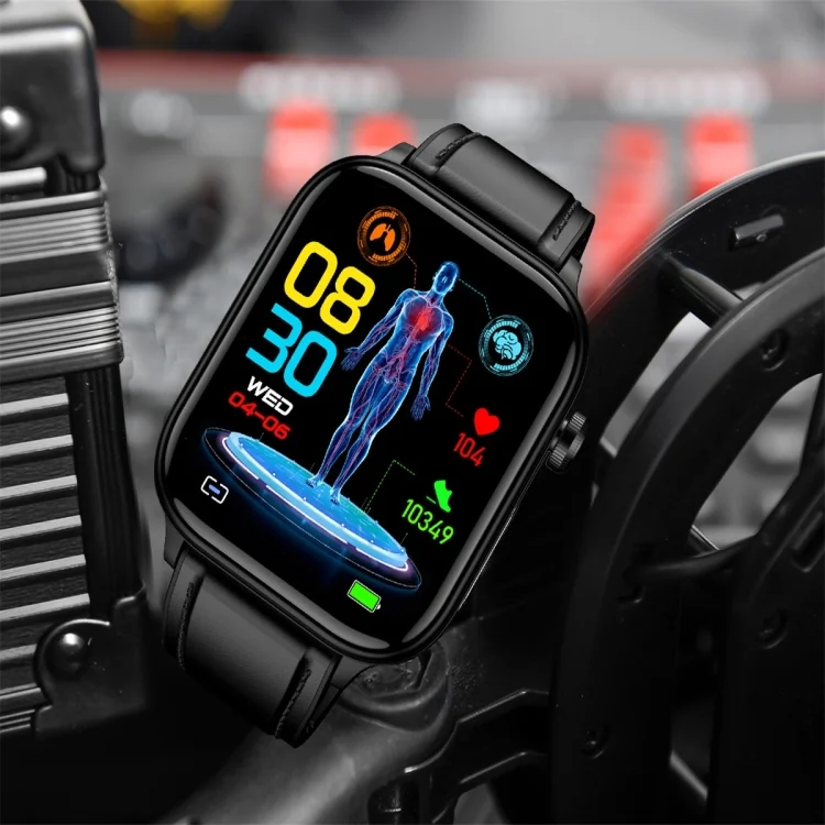 SYA0025273_B5.webp ET570 1.96 inch Color Screen Smart Watch Leather Strap, Support Bluetooth Call / ECG - Image 6
