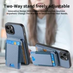 Carbon Fiber Vertical Flip Wallet Stand Phone Case, For iPhone 11, For iPhone 11 Pro, For iPhone XR, For iPhone XS Max - Image 7