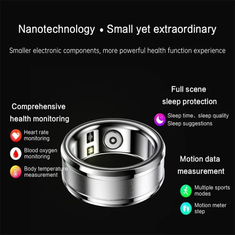 SYA0025367_B3.webp R3 SIZE 23 Smart Ring, Support Heart Rate / Blood Oxygen / Sleep Monitoring - Image 4
