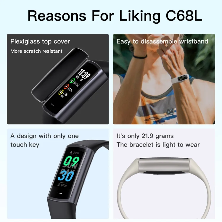 SYA0025403_B2.webp C68L IP67 Waterproof Smart Bracelet Sport Fitness Tracker - Image 3