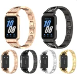 For Samsung Galaxy Fit 3 X Shaped Dual Row Diamond Metal Frame Watch Band - Image 2