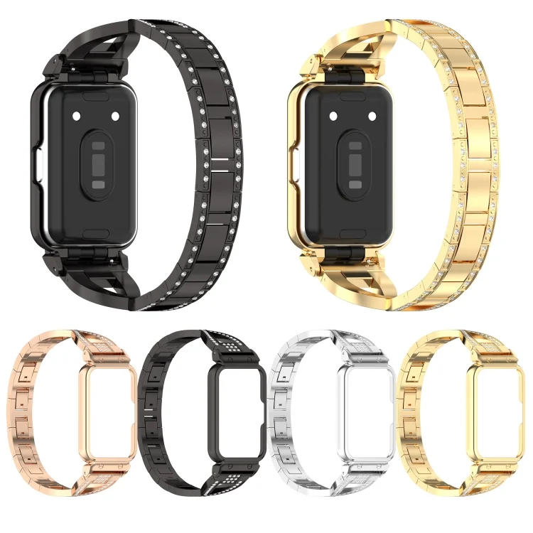 SYA0025449_B2.webp For Samsung Galaxy Fit 3 X Shaped Dual Row Diamond Metal Frame Watch Band - Image 3