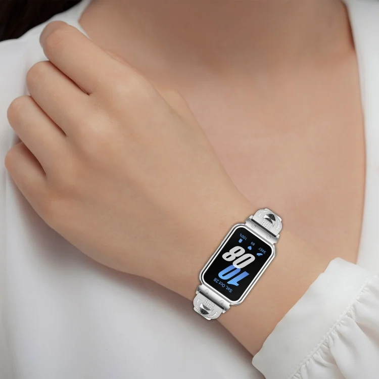 SYA0025449_B5.webp For Samsung Galaxy Fit 3 X Shaped Dual Row Diamond Metal Frame Watch Band - Image 6