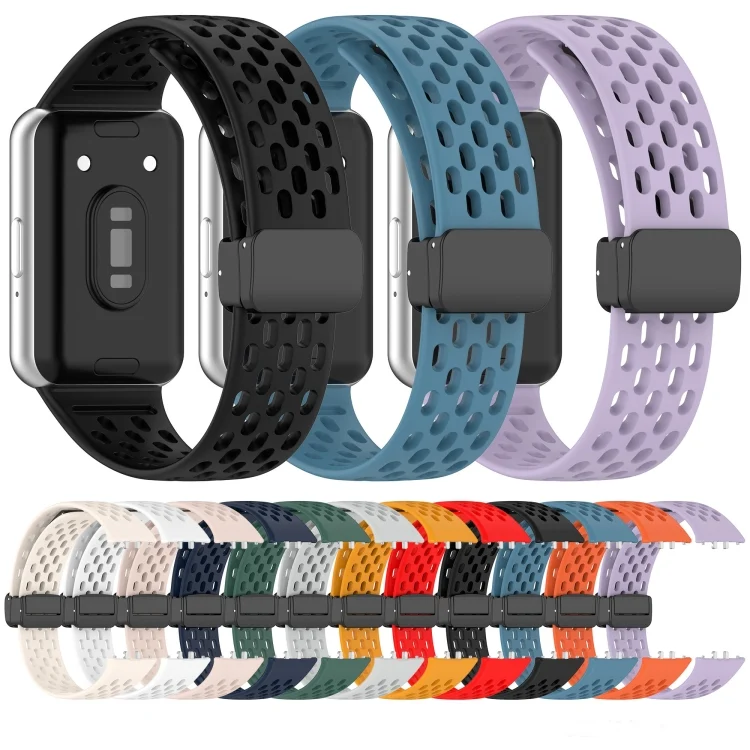 SYA0025450_B2.webp For Samsung Galaxy Fit 3 Hole Style Magnetic Folding Buckle Silicone Watch Band - Image 3