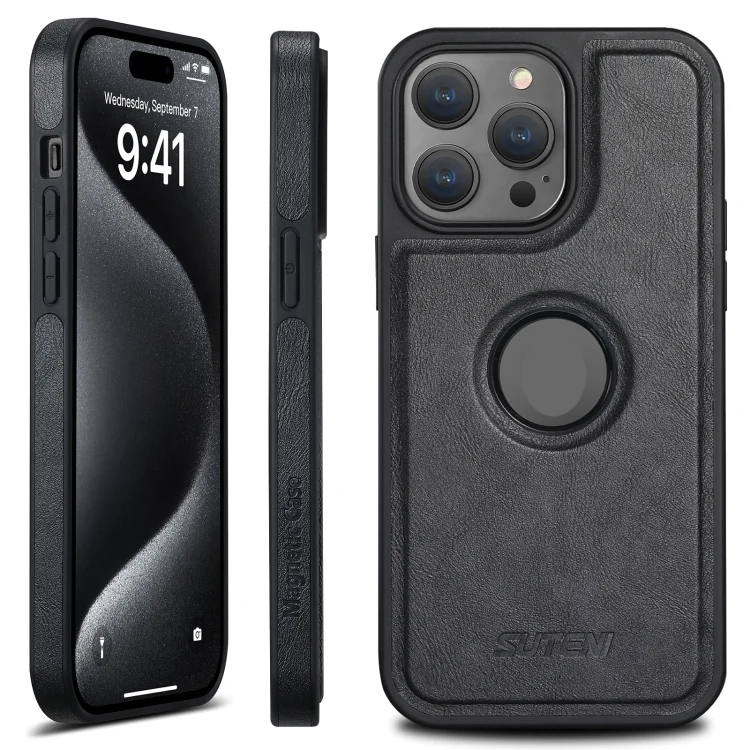 Suteni G1 Magsafe Leather Back Phone Case, For iPhone 16 Pro Max, For iPhone 16 Pro, For iPhone 16 Plus, For iPhone 16, For iPhone 15 Pro Max