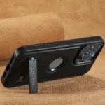 Suteni G2 Magsafe Oil Wax Leather Back Phone Case with Holder, For iPhone 15 Plus, For iPhone 15, For iPhone 14 Plus, For iPhone 14, For iPhone 14 Pro, For iPhone 14 Pro Max - Image 2