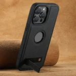 Suteni G2 Magsafe Litchi Texture Leather Back Phone Case with Holder, For iPhone 13 Pro Max, For iPhone 13 Pro, For iPhone 13, For iPhone 12, For iPhone 12 Pro Max, For iPhone 12 Pro - Image 3