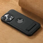 Suteni G2 Magsafe Litchi Texture Leather Back Phone Case with Holder, For iPhone 13 Pro Max, For iPhone 13 Pro, For iPhone 13, For iPhone 12, For iPhone 12 Pro Max, For iPhone 12 Pro - Image 5