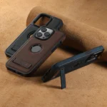 Suteni G2 Magsafe Litchi Texture Leather Back Phone Case with Holder, For iPhone 13 Pro Max, For iPhone 13 Pro, For iPhone 13, For iPhone 12, For iPhone 12 Pro Max, For iPhone 12 Pro - Image 2