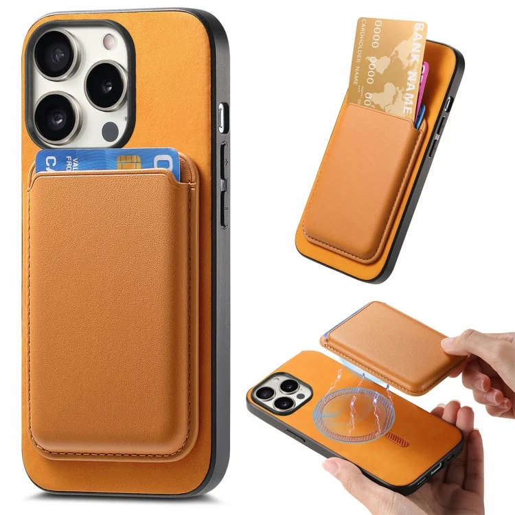 Retro Magsafe Card Bag PU Back Cover Phone Case, For iPhone 15 Pro Max, For iPhone 15 Pro