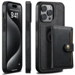 Suteni M1 Oil Wax MagSafe Detachable Horizontal Card Bag Phone Case, For iPhone 15 Pro, For iPhone 15 Plus, For iPhone 15, For iPhone 14 Plus, For iPhone 14