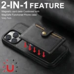 Suteni M1 Oil Wax MagSafe Detachable Horizontal Card Bag Phone Case, For iPhone 16 Pro Max, For iPhone 16 Pro, For iPhone 16 Plus, For iPhone 16, For iPhone 15 Pro Max - Image 6