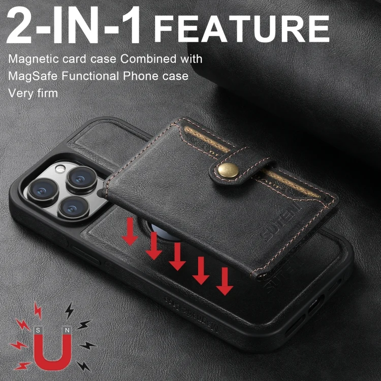 SYA002559118A_2.webp Suteni M1 Oil Wax MagSafe Detachable Horizontal Card Bag Phone Case, For iPhone 16 Pro Max, For iPhone 16 Pro, For iPhone 16 Plus, For iPhone 16, For iPhone 15 Pro Max - Image 6