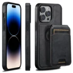 Suteni M2 Oil Wax MagSafe Horizontal Card Bag Phone Case, For iPhone 14 Pro, For iPhone 14 Pro Max, For iPhone 13 Pro Max, For iPhone 13 Pro, For iPhone 13